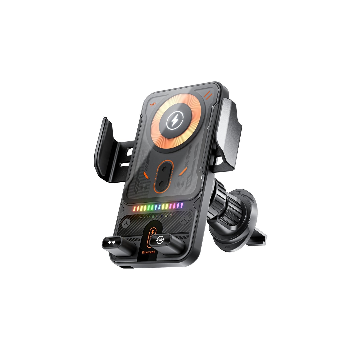 2-in-1 Car Phone Holder & Wireless Charger – 360° Rotation Strong Grip