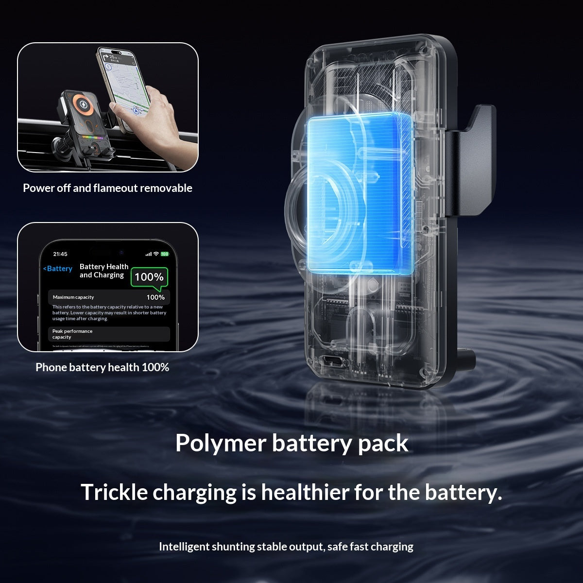 2-in-1 Car Phone Holder & Wireless Charger – 360° Rotation Strong Grip