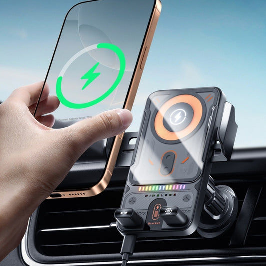 2-in-1 Car Phone Holder & Wireless Charger – 360° Rotation Strong Grip
