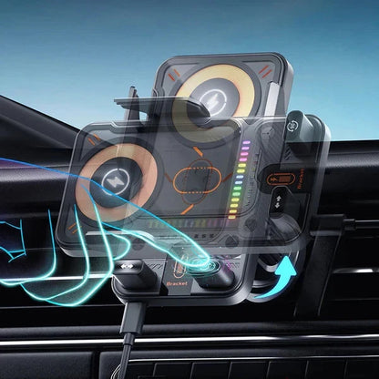 2-in-1 Car Phone Holder & Wireless Charger – 360° Rotation Strong Grip